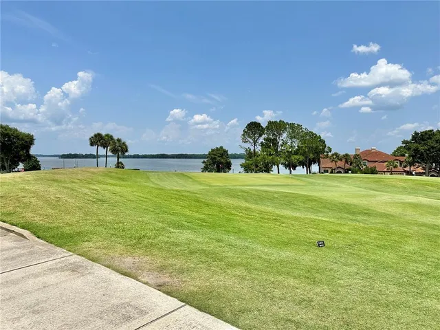 a view of a swimming pool with a yard