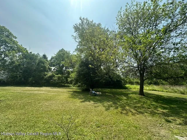 a view of outdoor space with a garden and trees