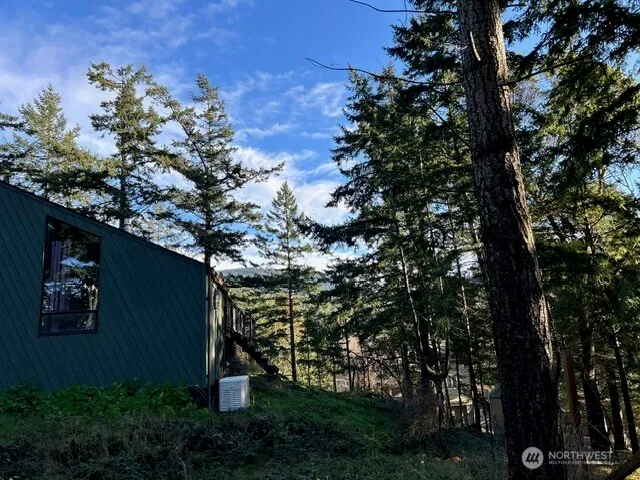 a view of a wooden door