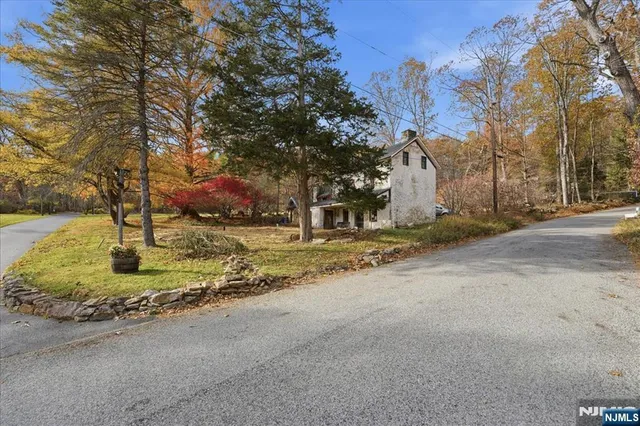 a view of road with large trees