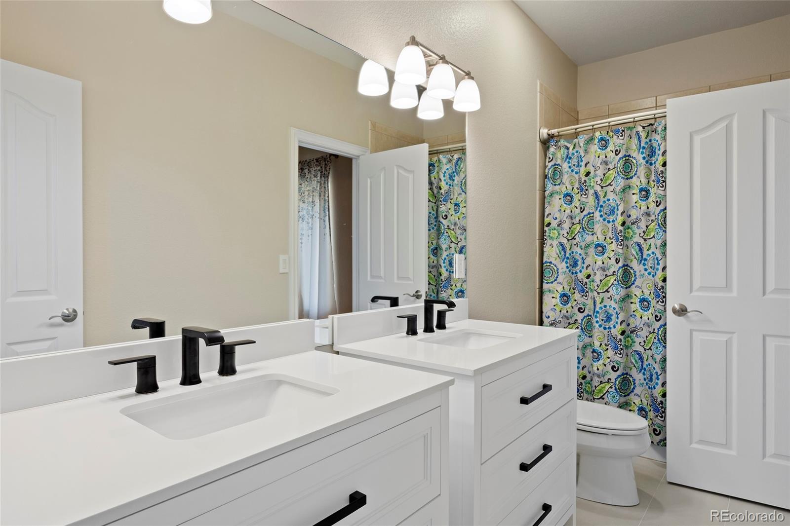 3532 Bell Mountain Drive Castle Rock, CO 80104 - Photo 30 of 50 a bathroom with a sink a toilet and a mirror