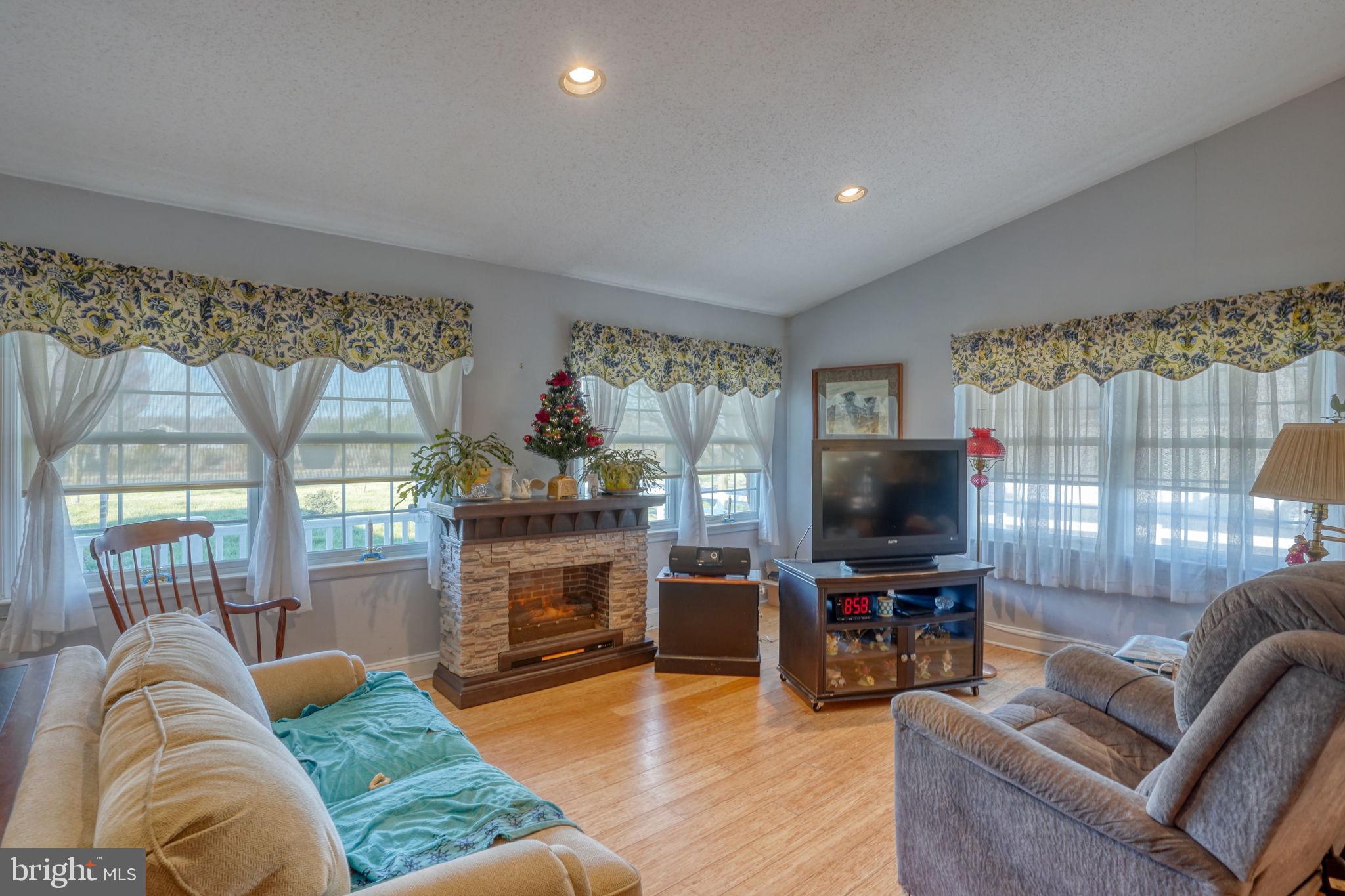 1406 Turkey Point Road Felton, DE 19943 - Photo 8 of 24 a living room with furniture a fireplace and a flat screen tv