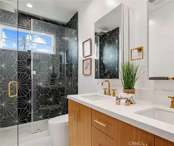 a bathroom with a bathtub and a sink