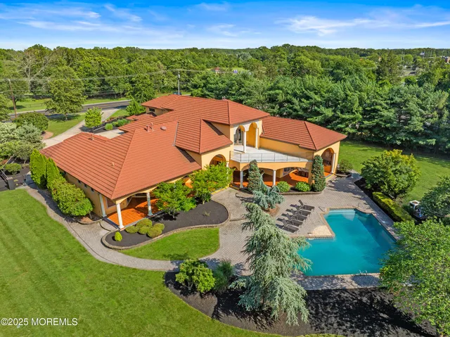 an aerial view of a house