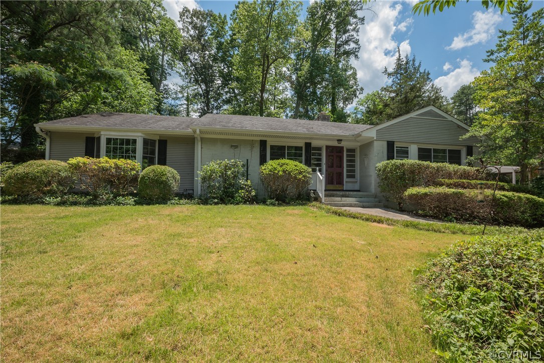 front view of a house with a yard