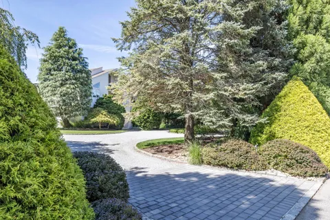 a view of a backyard with green space