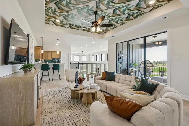 a living room with furniture