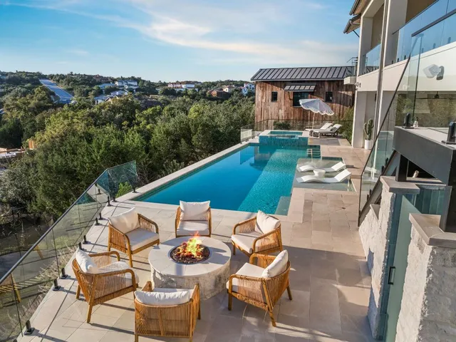 a view of yard with outdoor seating
