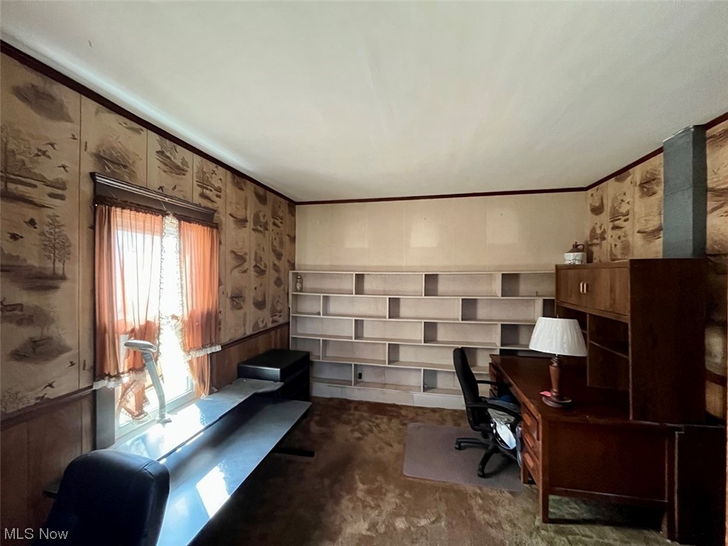 16485 Mock Road Berlin Center, OH 44401 - Photo 20 of 30 Carpeted home office featuring crown molding