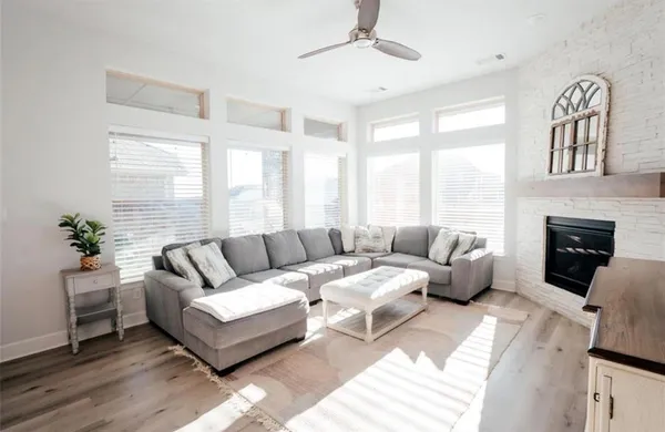 an empty room with windows