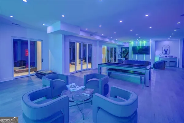 a view of kitchen and dining room with furniture