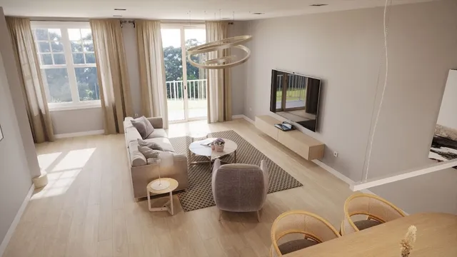 a living room with furniture and a flat screen tv
