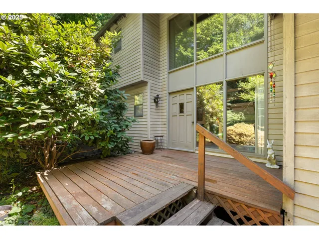 a view of a wooden deck