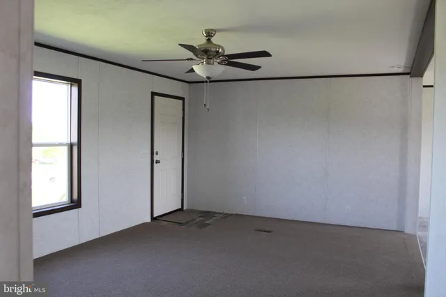 a view of a small space with a window