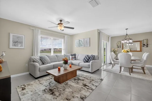 a view of a lake with a big yard