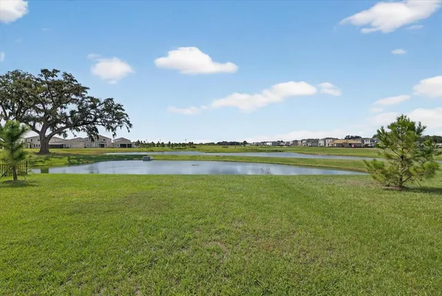 an aerial view of a residential houses with outdoor space and ocean view