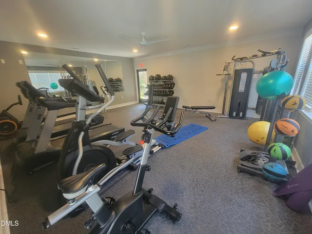 a room with gym equipment