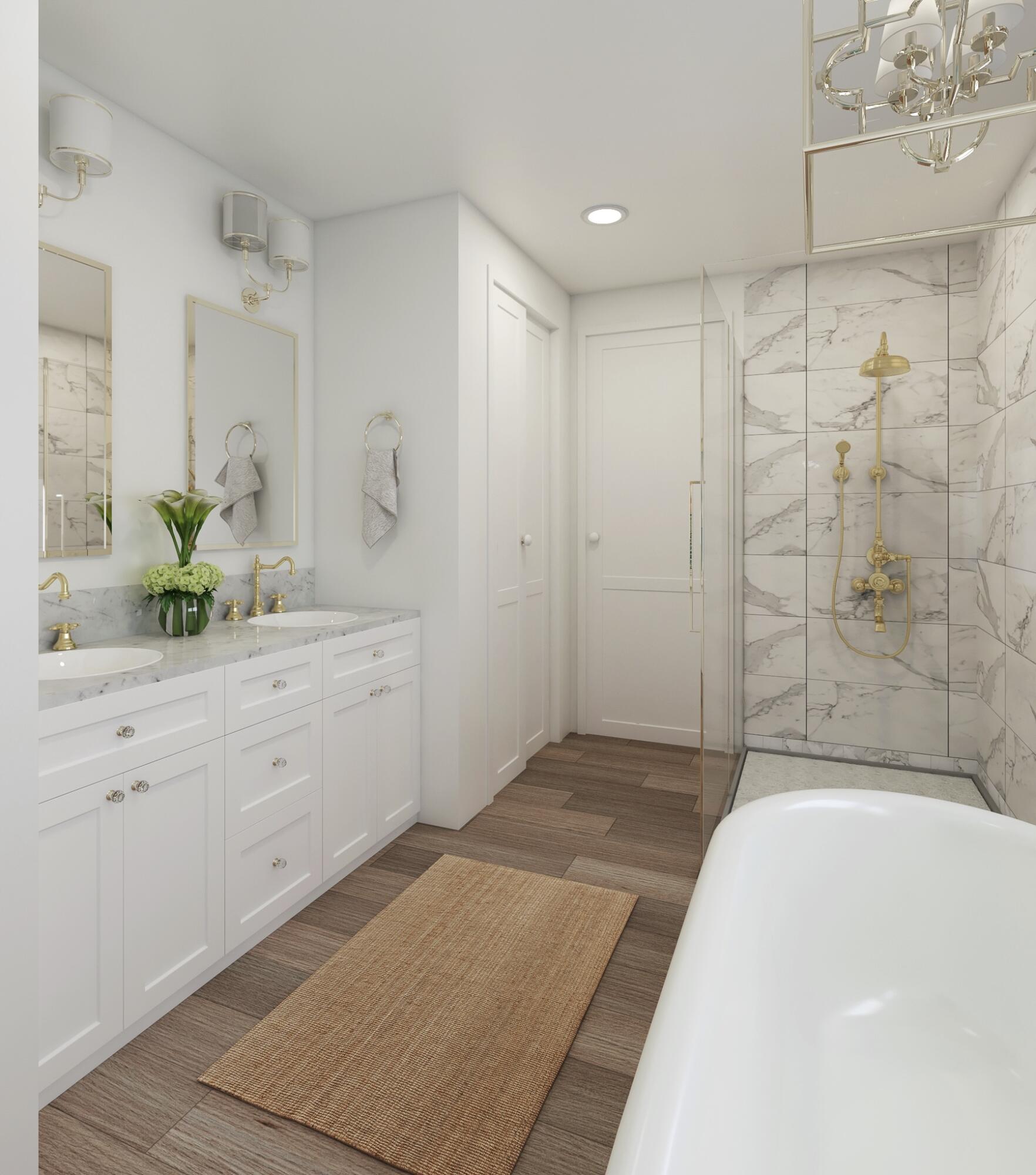 55 Beachcomber Ln Inlet Beach Inlet Beach, FL 32461 - Photo 14 of 38 a spacious bathroom with a granite countertop sink a toilet and shower
