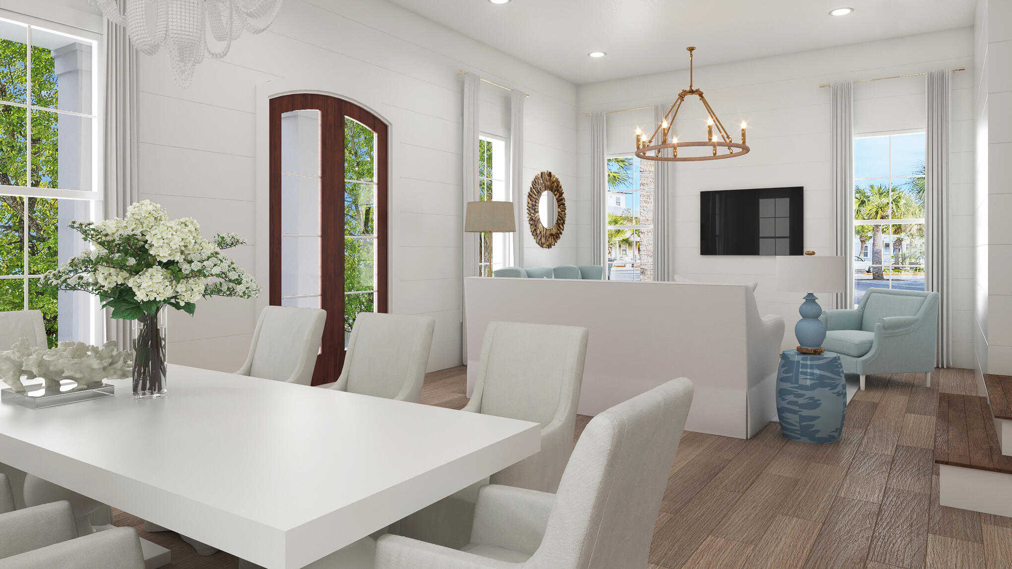 55 Beachcomber Ln Inlet Beach Inlet Beach, FL 32461 - Photo 10 of 38 a view of a dining room with furniture and a chandelier