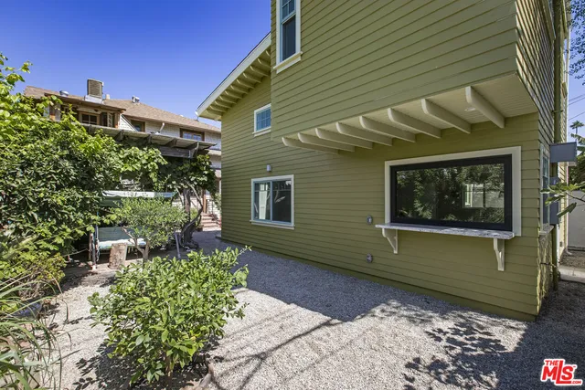 a porch with seating space