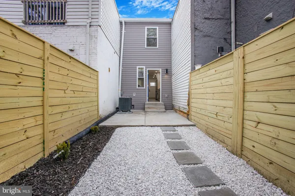 a view of a pathway with a door