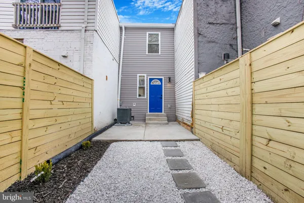 a view of a pathway with a door