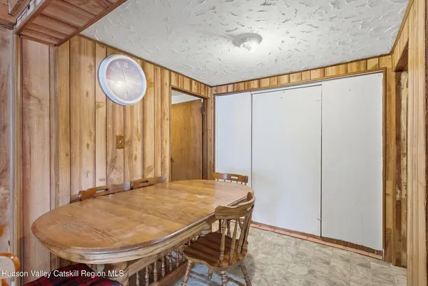 an empty room with a workbench