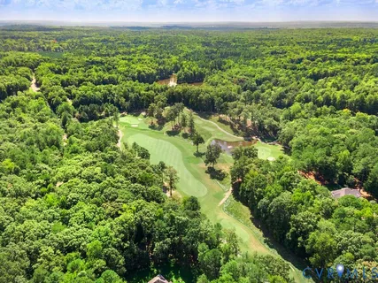 a view of a green field with lots of bushes