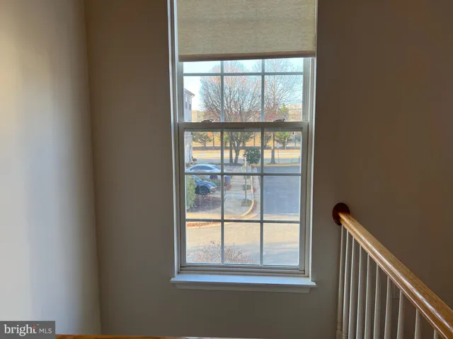 a view of a small space with a window