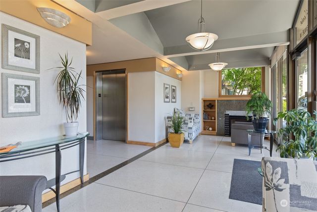 a view of a city with an ocean view