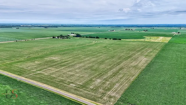 a view of a field with an ocean