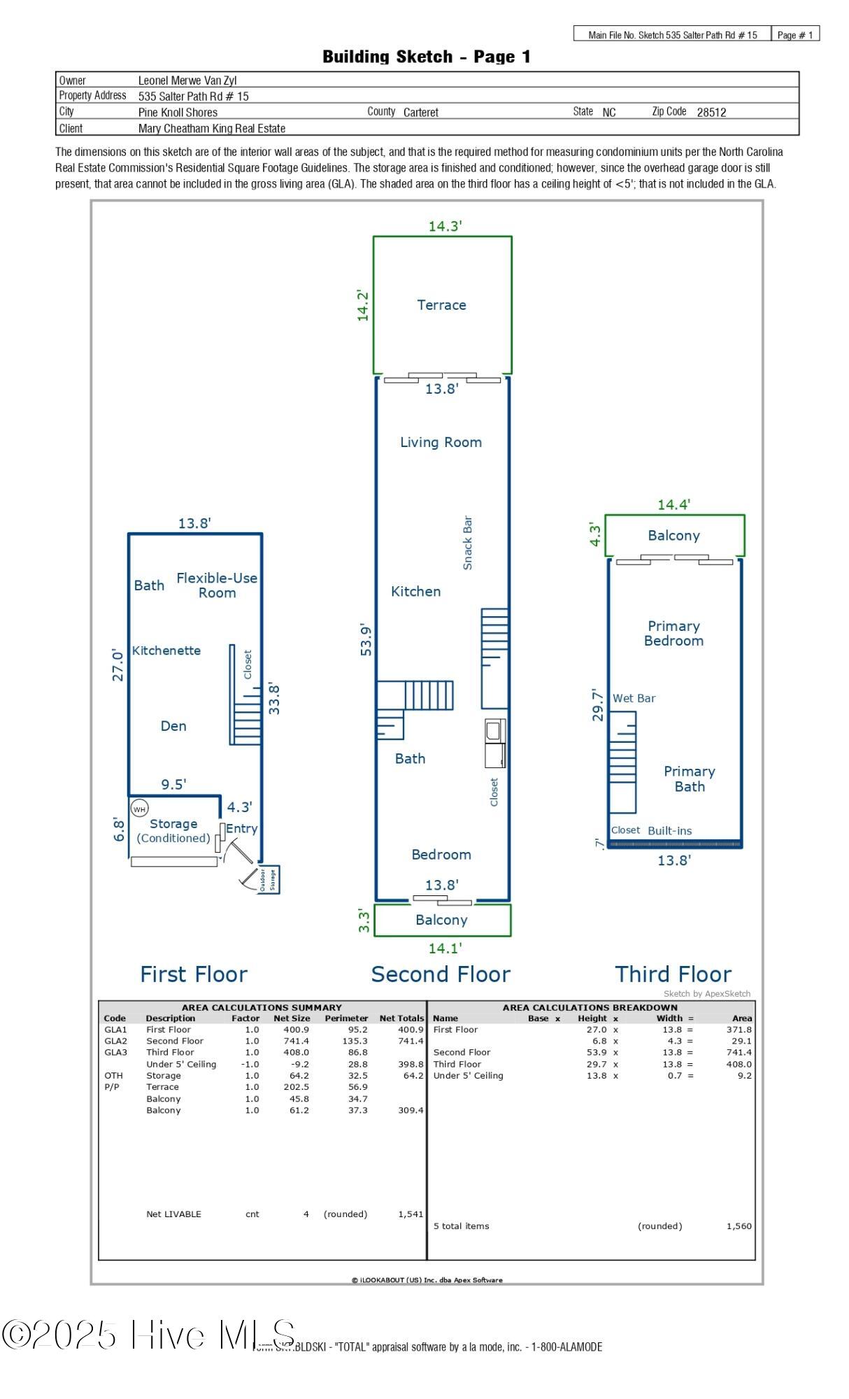 535 Salter Path Road, Unit 15 CORAL SHORES Pine Knoll Shores, NC 28512 - Photo 42 of 43 Sketch/Floorplan