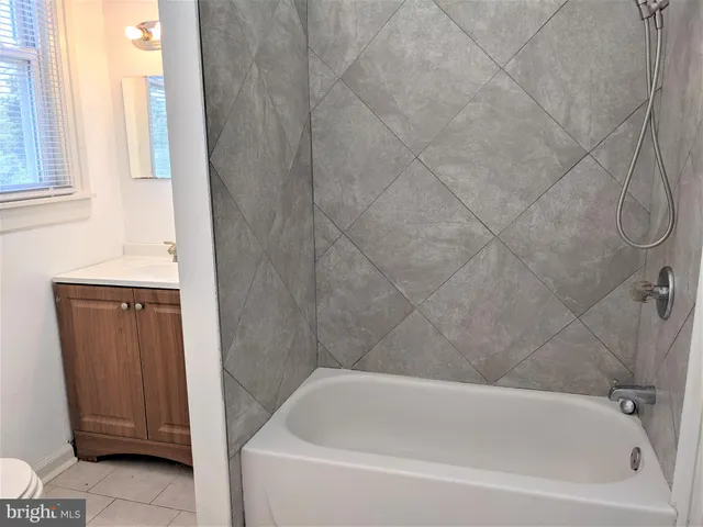 a bathroom with a bathtub