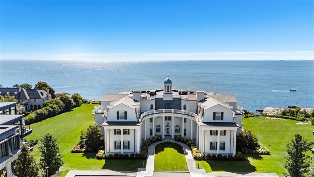 a aerial view of a house with a garden