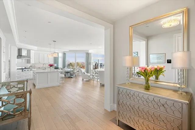 a view of a swimming pool and a lounge chair