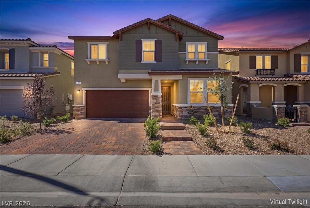 This charming home offers a perfect blend of comfort and style under a colorful sky.