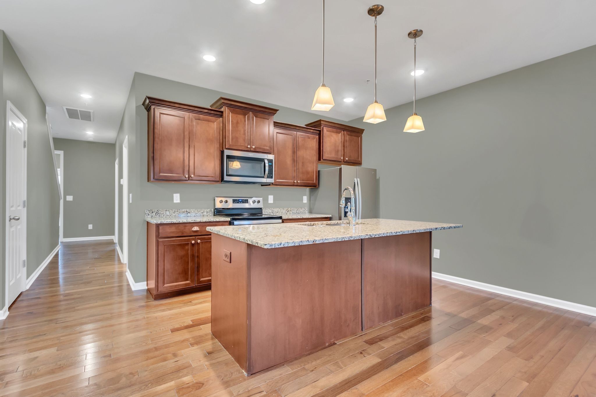 305 Dursley Lane Spring Hill, TN 37174 - Photo 9 of 25 a kitchen with stainless steel appliances a sink stove and wooden floor