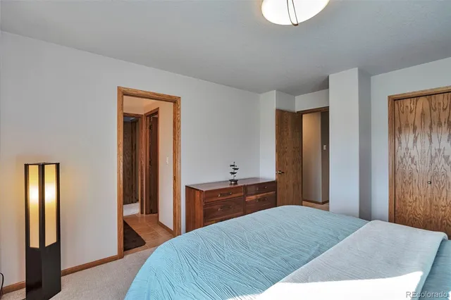 a bedroom with a bed and a dresser