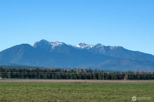 a view of a lake with a mountain in the background