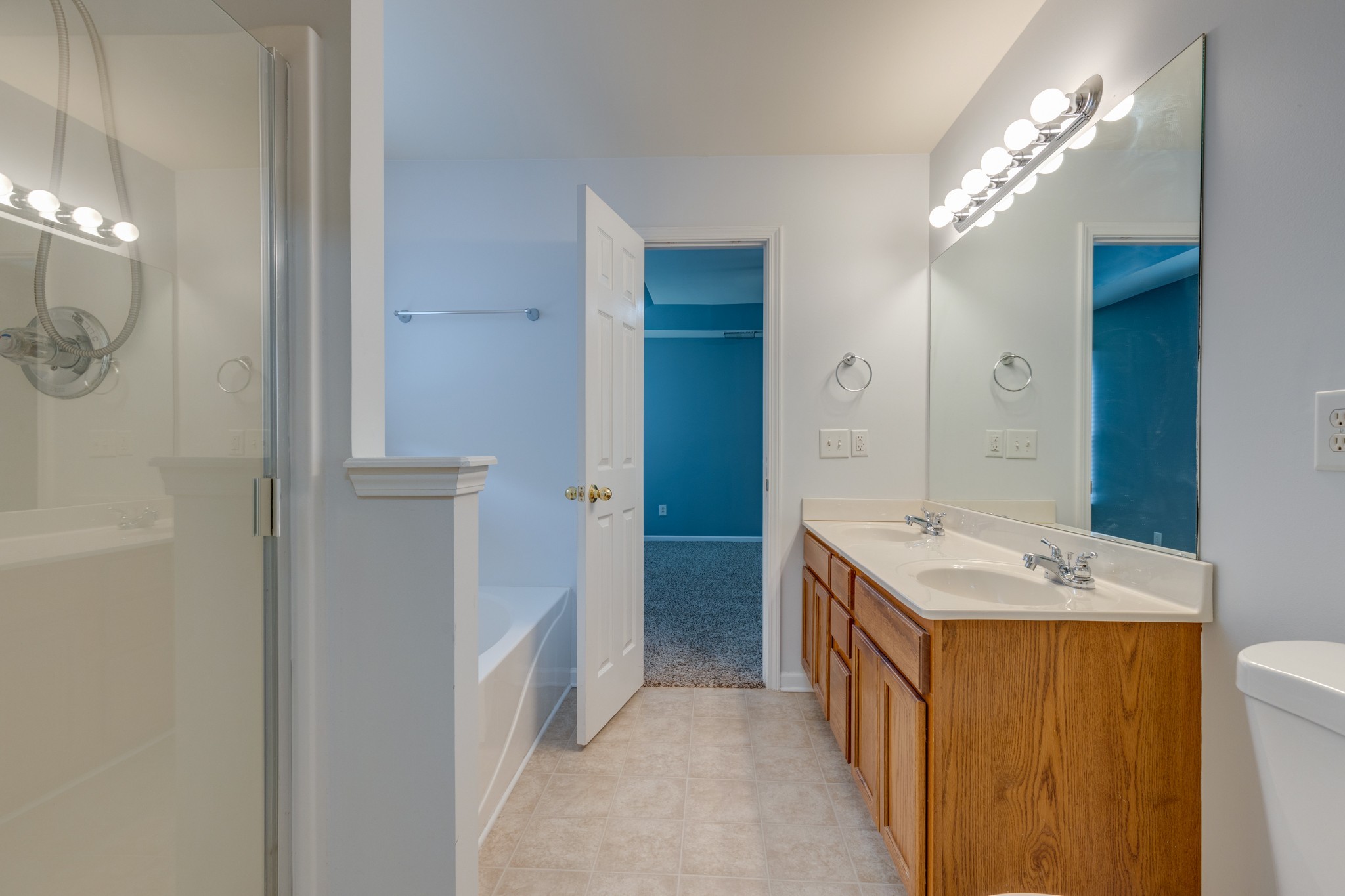 4017 Cadence Drive Spring Hill, TN 37174 - Photo 25 of 38 a bathroom with a double vanity sink and a mirror