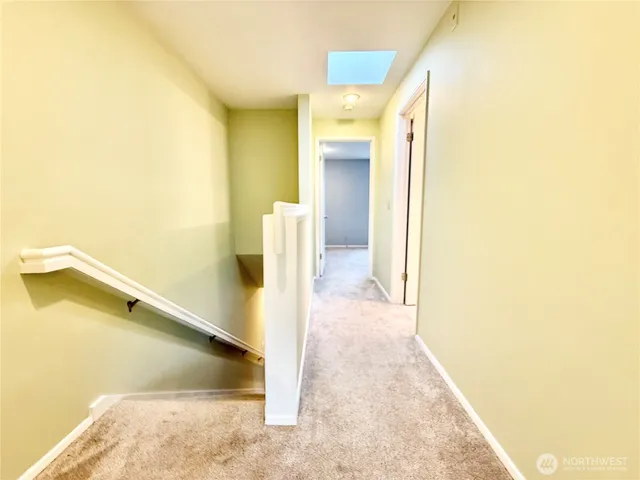 a view of a bathroom with a door