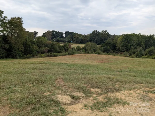 a view of outdoor space with field and trees in the background