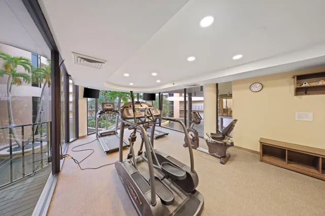 a view of a room with gym equipment