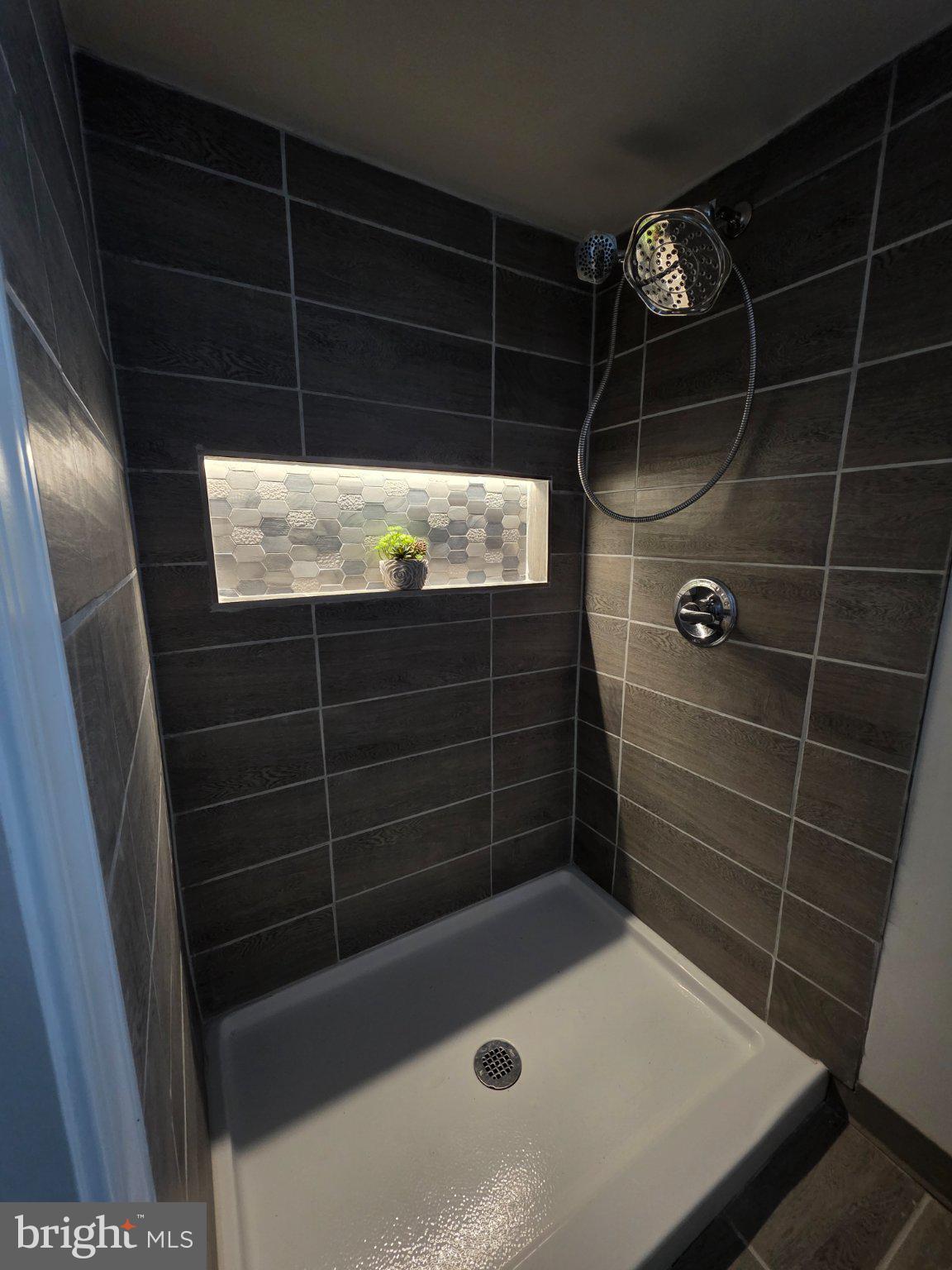 3712 West Cold Spring Lane Baltimore, MD 21215 - Photo 23 of 39 Sleek modern shower with stylish accents.