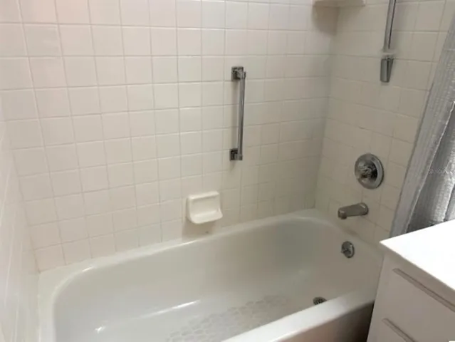 a bathroom with a bathtub