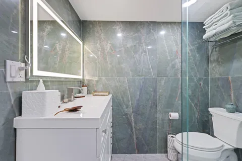 a bathroom with a shower