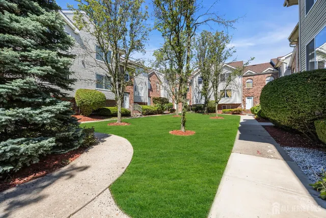 a view of a park with tree s