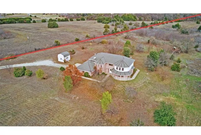 an aerial view of a house