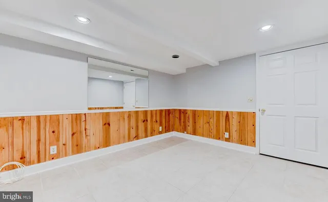 a view of hallway with a projector