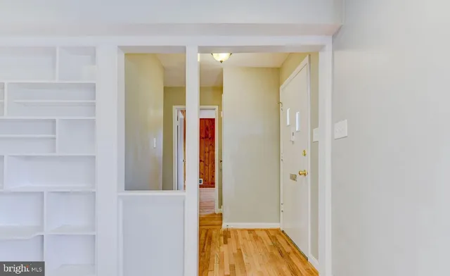 a view of a bathroom with a door